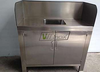 Gabinete de cozinha em aço inox